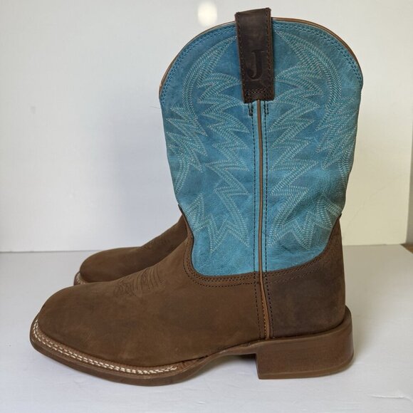 Justin Big Bucks 11” Western Square Toe Walnut Boots Men Size 12D NEW Vibram - Picture 13 of 16